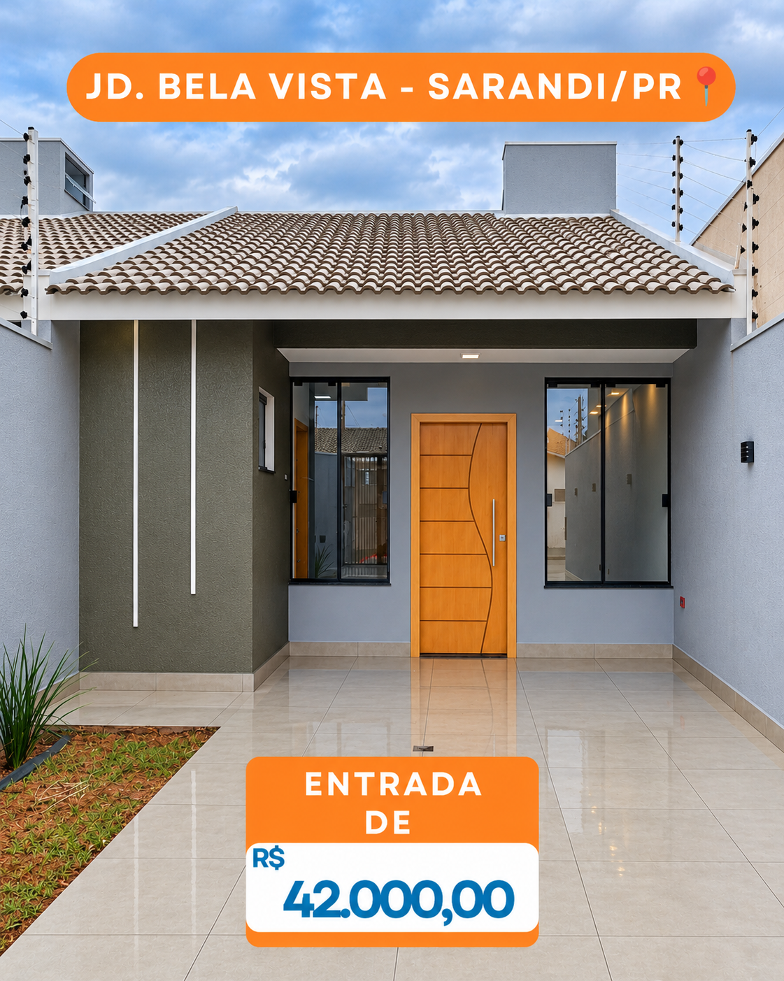 Jd. Bela Vista Entrada de R$ 42.000,00 com 3 quartos sendo 1 suíte e área gourmet📍